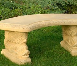 Casa Padrino Garden Bench / Park Bench Sand 138 x 45 x H. 49 cm - Curved Garden Bench in Oriental Style - Garden Furniture