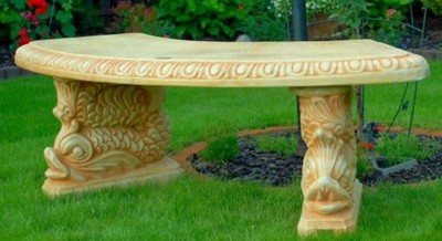 Casa Padrino Garden Bench / Park Bench Beige 138 x 45 x H. 49 cm - Curved Garden Bench in Oriental Style - Garden Furniture