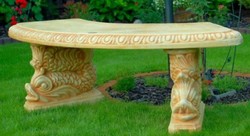 Casa Padrino Banco de Jardín / Banco de Parque Beige 138 x 45 x H. 49 cm - Banco de Jardín Curvo en Estilo Oriental - Muebles de Jardín