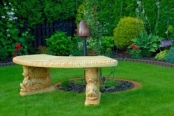 Casa Padrino Banco de Jardín / Banco de Parque Beige 138 x 45 x H. 49 cm - Banco de Jardín Curvo en Estilo Oriental - Muebles de Jardín