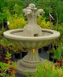 Casa Padrino Fontaine de Jardin Art Nouveau Gris Ø 130 x H. 145 cm - Fontaine Ronde avec Dauphins Décoratifs - Décoration de Jardin