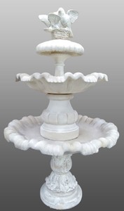 Casa Padrino Fuente / Fuente de Jardín Barroco con Palomas Blanco Ø 100 x H. 210 cm - Accesorios de Decoración de Jardín