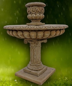 Casa Padrino Fuente de Jardín Barroco Gris Oscuro Ø 114 x H. 137 cm - Magnífica Fuente Redonda con Maceta