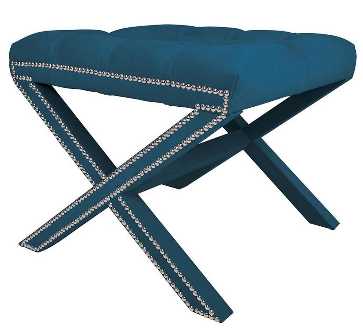 Casa Padrino Luxus Kreuz Sitz Hocker Chesterfield Hotel Möbel Luxury Furniture Stool Ottoman Interior Design Hotel Einrichtung Supplier