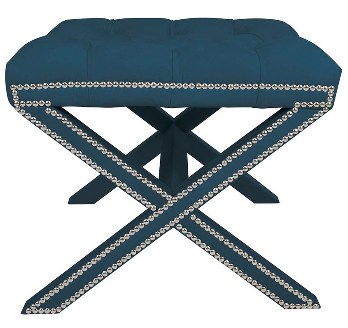 Casa Padrino Luxus Kreuz Sitz Hocker Chesterfield Hotel Möbel Luxury Furniture Stool Ottoman Interior Design Hotel Einrichtung Supplier
