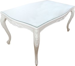 Tavolo da pranzo di lusso barocco Casa Padrino Bianco 160 x 100 cm - Hötel, Arredamento per ristoranti - Made in Italy Tavolo da pranzo di lusso barocco Casa Padrino Bianco 160 x 100 cm - Hötel, Arredamento per ristoranti - Made in Italy