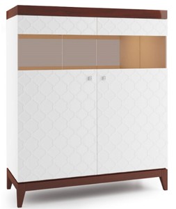 Casa Padrino gabinetto de bar di lusso con 2 ante bianco / marrone lucido 111,2 x 45 x H. 132,8 cm - Collezione di Lusso