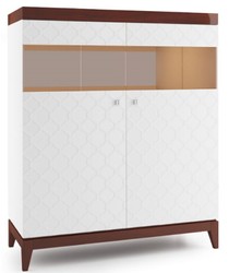 Casa Padrino gabinete de bar de lujo con 2 puertas blanco / marrón brillante 111,2 x 45 x H. 132,8 cm - Colección de Lujo