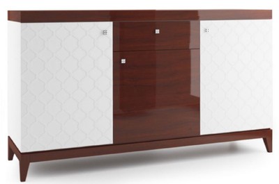 Casa Padrino luxury dresser with 3 doors and drawer white / glossy brown 171.4 x 45 x H. 96.6 cm - Luxury Furniture