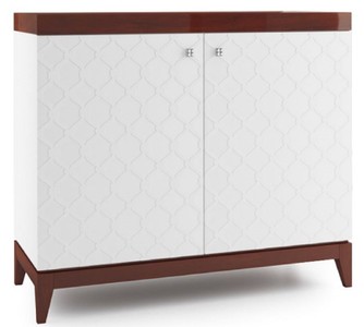 Casa Padrino Luxury Dresser with 2 Doors White / Glossy Brown 111.2 x 45 x H. 96.6 cm - Luxury Living Room Cabinet