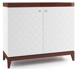 Casa Padrino commode de luxe avec 2 portes blanc / marron brillant 111,2 x 45 x H. 96,6 cm - Meuble de Salon de Luxe