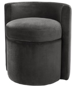 Casa Padrino Sillón de Diseño Gris Oscuro 61 x 57 x H. 64 cm - Sillón Redondo de Terciopelo - Muebles de Lujo