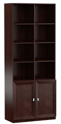 Casa Padrino Armario de Estantería de Lujo Marrón Oscuro / Plata 90,6 x 44,2 x H. 225,6 cm - Armario de Salón Armario de Oficina con 2 Puertas