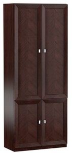 Casa Padrino Armoire de Salon de Luxe Marron Foncé / Argent 90,6 x 44,2 x H. 225,6 cm - Armoire Étagère Armoire de Bureau avec 4 Portes