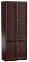 Casa Padrino Armoire de Salon de Luxe Marron Foncé / Argent 90,6 x 44,2 x H. 225,6 cm - Armoire Étagère Armoire de Bureau avec 4 Portes