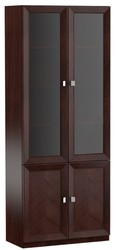 Casa Padrino armoire de salon de luxe à 4 portes brun foncé / argent 90,6 x 44,2 x H. 225,6 cm - Collection de Luxe