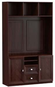 Casa Padrino armoire de salon de luxe avec 2 portes et 2 tiroirs brun foncé / argent 135,8 x 44,2 x H. 225,6 cm - Meubles de Salon de Luxe