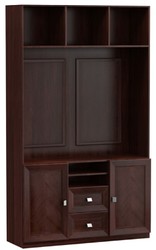 Casa Padrino armoire de salon de luxe avec 2 portes et 2 tiroirs brun foncé / argent 135,8 x 44,2 x H. 225,6 cm - Meubles de Salon de Luxe