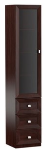 Casa Padrino Armoire de Salon de Luxe avec Porte en Verre et 3 Tiroirs Marron Foncé / Argent 45,4 x 44,2 x H. 225,6 cm - Qualité de Luxe