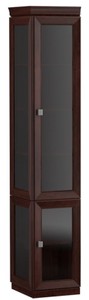 Casa Padrino Luxury Living Room Cabinet Dark Brown / Gray 45.4 x 44.2 x H. 225.6 cm - Showcase Cabinet with 2 Glass Doors