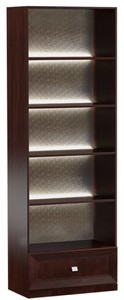 Casa Padrino Cabinet Mensola di Lusso Marrone Scuro / Argento 70,4 x 44,2 x H. 225,6 cm - Armadio Ufficio Illuminato con Cassetto