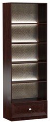 Casa Padrino Cabinet Mensola di Lusso Marrone Scuro / Argento 70,4 x 44,2 x H. 225,6 cm - Armadio Ufficio Illuminato con Cassetto