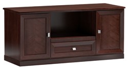 Casa Padrino Armoire de Télévision de Luxe avec 2 Portes et Tiroir Marron Foncé / Argent 165 x 60 x H. 76 cm - Meubles de Salon