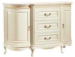 Casa Padrino Cassettone Barocco di Lusso Crema / Oro 128,4 x 46,5 x H. 87,7 cm - Magnifico Cassettone con 2 Ante e 3 Cassetti - Qualità di Lusso
