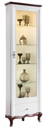 Casa Padrino Luxury Art Deco Display Cabinet White / Dark Brown 64 x 52.1 x H. 209.5 cm - Illuminated Living Room Cabinet with Glass Door and Drawer - Living Room Furniture