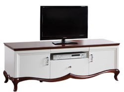 Casa Padrino Armadio Televisione Art Deco di Lusso con 2 Ante e Cassetto Bianco / Marrone Scuro 164,2 x 46,5 x H. 55,7 cm - Mobile TV - Mobili Soggiorno