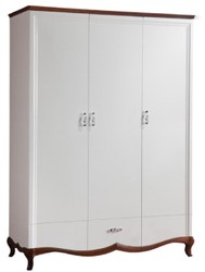 Casa Padrino Luxury Art Deco Bedroom Cabinet White / Dark Brown 164.2 x 62.5 x H. 209.5 cm - Wardrobe with 3 Doors and Drawer - Bedroom Furniture
