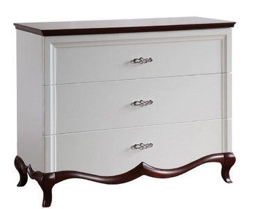 Casa Padrino Luxury Art Deco Dresser with 3 Drawers White / Dark Brown 114 x 46.5 x H. 90.2 cm - Luxury Quality