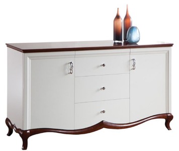 Casa Padrino Luxury Art Deco Dresser with 2 Doors and 3 Drawers White / Dark Brown 164.2 x 46.5 x H. 90.2 cm - Luxury Quality
