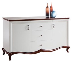 Casa Padrino Luxury Art Deco Dresser with 2 Doors and 3 Drawers White / Dark Brown 164.2 x 46.5 x H. 90.2 cm - Luxury Quality