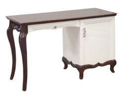 Casa Padrino Bureau Art Déco de Luxe avec Porte et Tiroir Brun Foncé / Blanc 136,3 x 48 x H. 78,2 cm - Mobilier de Bureau