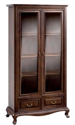 Casa Padrino Luxury Art Nouveau Display Cabinet Dark Brown 116.8 x 46.1 x H. 206.6 cm - Living Room Cabinet with 2 Glass Doors and 2 Drawers - Living Room Furniture