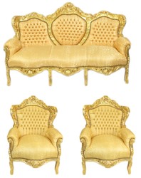 Casa Padrino Barock Sofa Set Gold Muster Gold - Golden Baroque Lounge Set Antik Möbel Furniture Antique Interior Luxus Luxury Casa Padrino Barock Sofa Set Gold Muster Gold - Golden Baroque Lounge Set Antik Möbel Furniture Antique Interior Luxus Luxury