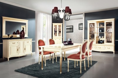 Casa Padrino Luxus Barock Esszimmer Set Creme / Gold / Orange - Ausziehbarer Küchentisch mit 6 Esszimmerstühlen - Esszimmermöbel im Barockstil
