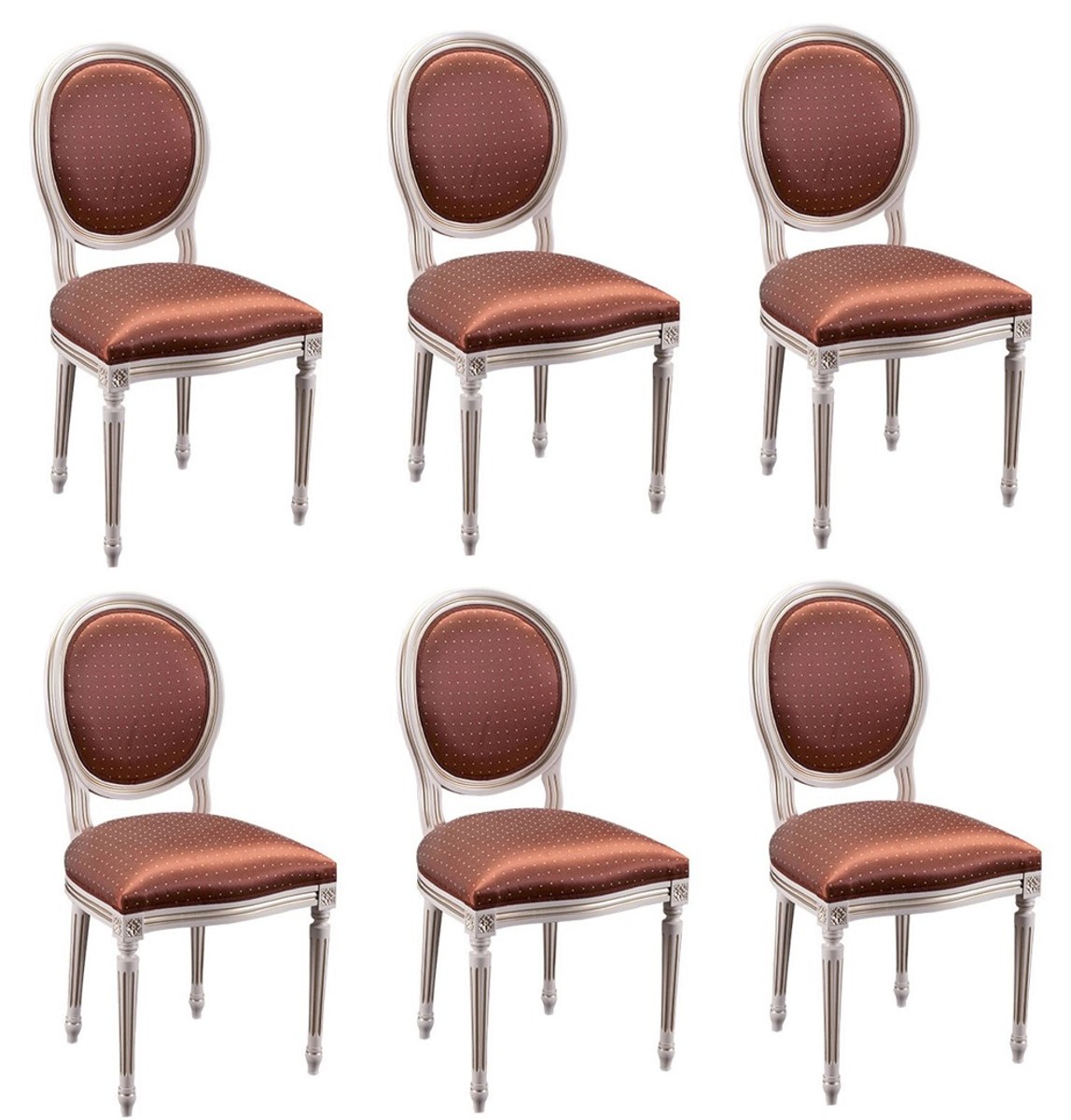 Casa Padrino Conjunto de Comedor Barroco de Lujo Crema / Oro / Naranja 49 x 43,5 x H. 98 cm - 6 Sillas de Comedor - Muebles de Comedor Casa Padrino Conjunto de Comedor Barroco de Lujo Crema / Oro / Naranja 49 x 43,5 x H. 98 cm - 6 Sillas de Comedor - Muebles de Comedor