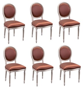 Casa Padrino Set di Sala da Pranzo Barocco di Lusso Crema / Oro / Arancio 49 x 43,5 x H. 98 cm - 6 Sedie da Pranzo - Mobili da Sala da Pranzo Casa Padrino Set di Sala da Pranzo Barocco di Lusso Crema / Oro / Arancio 49 x 43,5 x H. 98 cm - 6 Sedie da Pranzo - Mobili da Sala da Pranzo