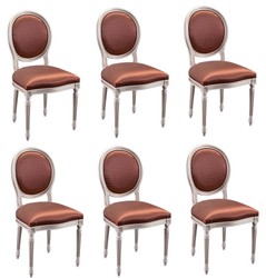 Casa Padrino Ensemble de Salle à Manger Baroque de Luxe Crème / Or / Orange 49 x 43,5 x H. 98 cm - 6 Chaises de Salle à Manger - Meubles de Salle à Manger Casa Padrino Ensemble de Salle à Manger Baroque de Luxe Crème / Or / Orange 49 x 43,5 x H. 98 cm - 6 Chaises de Salle à Manger - Meubles de Salle à Manger