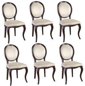 Casa Padrino Set di Sala da Pranzo Art Nouveau di Lusso Marrone Scuro / Crema 51 x 44 x H. 99 cm - 6 Sedie da Pranzo - Mobili da Sala da Pranzo