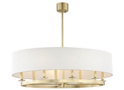 Casa Padrino luxury hanging lamp antique brass / cream Ø 51.4 x H 29.9 cm - Round Metal Hanging Lamp with Linen Fabric