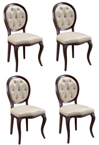 Casa Padrino Luxury Art Nouveau Chesterfield Dining Set Dark Brown / Cream 51 x 44 x H. 99 cm - 4 Dining Chairs - Dining Room Furniture Casa Padrino Luxury Art Nouveau Chesterfield Dining Set Dark Brown / Cream 51 x 44 x H. 99 cm - 4 Dining Chairs - Dining Room Furniture