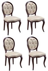 Casa Padrino Conjunto de Comedor Art Nouveau Chesterfield de Lujo Marrón Oscuro / Crema 51 x 44 x H. 99 cm - 4 Sillas de Comedor - Muebles de Comedor Casa Padrino Conjunto de Comedor Art Nouveau Chesterfield de Lujo Marrón Oscuro / Crema 51 x 44 x H. 99 cm - 4 Sillas de Comedor - Muebles de Comedor