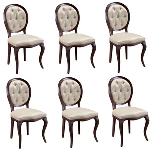 Casa Padrino Set di Sala da Pranzo Art Nouveau Chesterfield di Lusso Marrone Scuro / Crema 51 x 44 x H. 99 cm - 6 Sedie da Pranzo - Mobili da Sala da Pranzo Casa Padrino Set di Sala da Pranzo Art Nouveau Chesterfield di Lusso Marrone Scuro / Crema 51 x 44 x H. 99 cm - 6 Sedie da Pranzo - Mobili da Sala da Pranzo