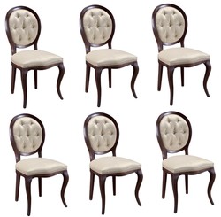 Casa Padrino Luxus Jugendstil Chesterfield Esszimmer Set 6 Esszimmerstühle Dunkelbraun / Cremefarben casa padrino luxus barock jugendstil chesterfield massivholz esszimmer set esszimmerstühle küchenstühle esszimmer hotel restaurant möbel küchenmöbel