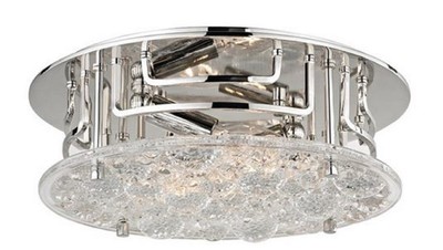 Casa Padrino lámpara de techo de lujo plata Ø 28,6 x H. 9,5 cm - Lámpara de Techo Redonda con Vidrio Hecho a Mano - Calidad de Lujo
