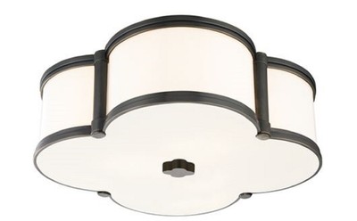 Casa Padrino Luxury Ceiling Light Antique Bronze / White 42.6 x 42.6 x H. 14 cm - Ceiling Lamp in Shamrock Shape - Luxury Quality