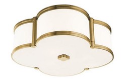 Casa Padrino Luxury Ceiling Light Antique Brass / White 42.6 x 42.6 x H. 14 cm - Ceiling Lamp in Shamrock Shape - Luxury Quality